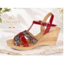 Sandale dama rosii din piele naturala lacuita cu detalii florale si talpa tip pana S68XLR